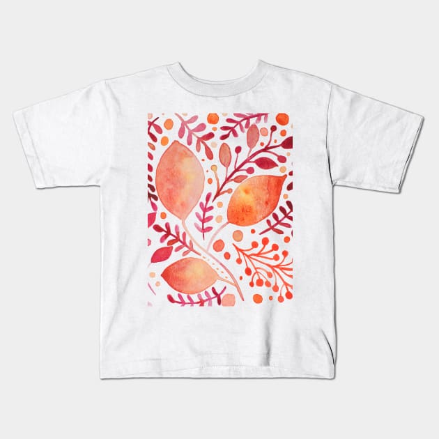 Autumn watercolor leaves Kids T-Shirt by wackapacka